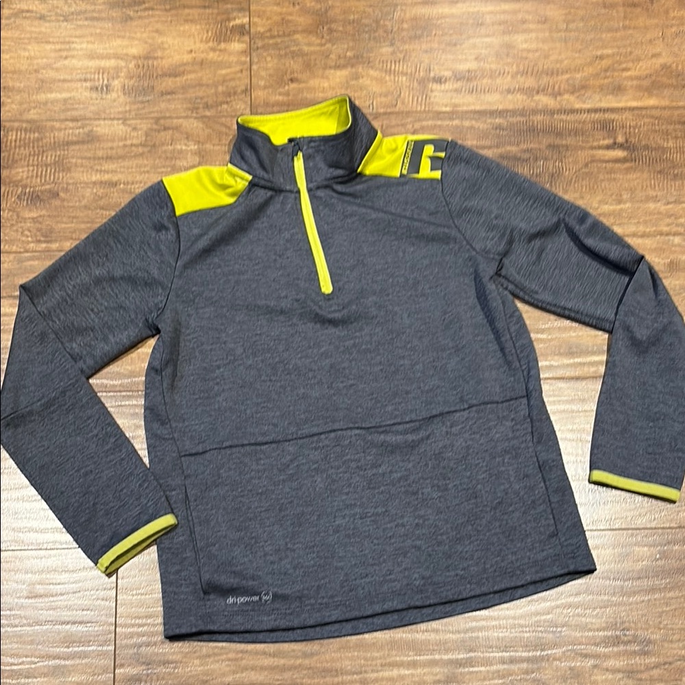 Russell grey and yellow quarter zip long sleeve athletic top
